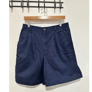 Liz Claiborne Womens Navy Blue Nicole Chino Shorts Cotton Size 12 Preppy Retro